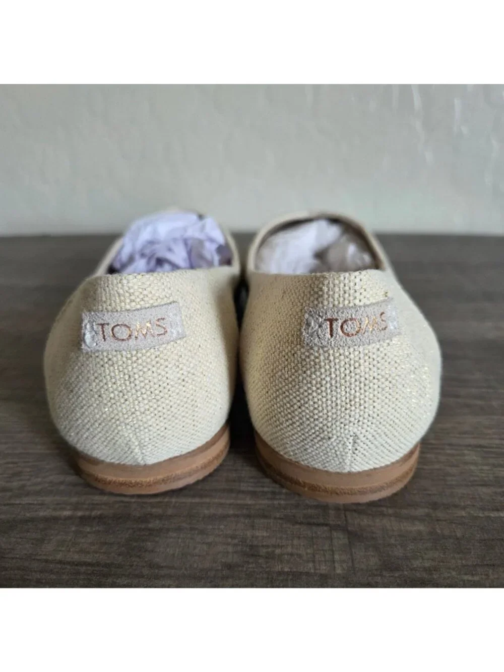 Toms Jutti Neat Slip-On Ballet Flat Dark Natural Metallic Linen Size Women's 9.5